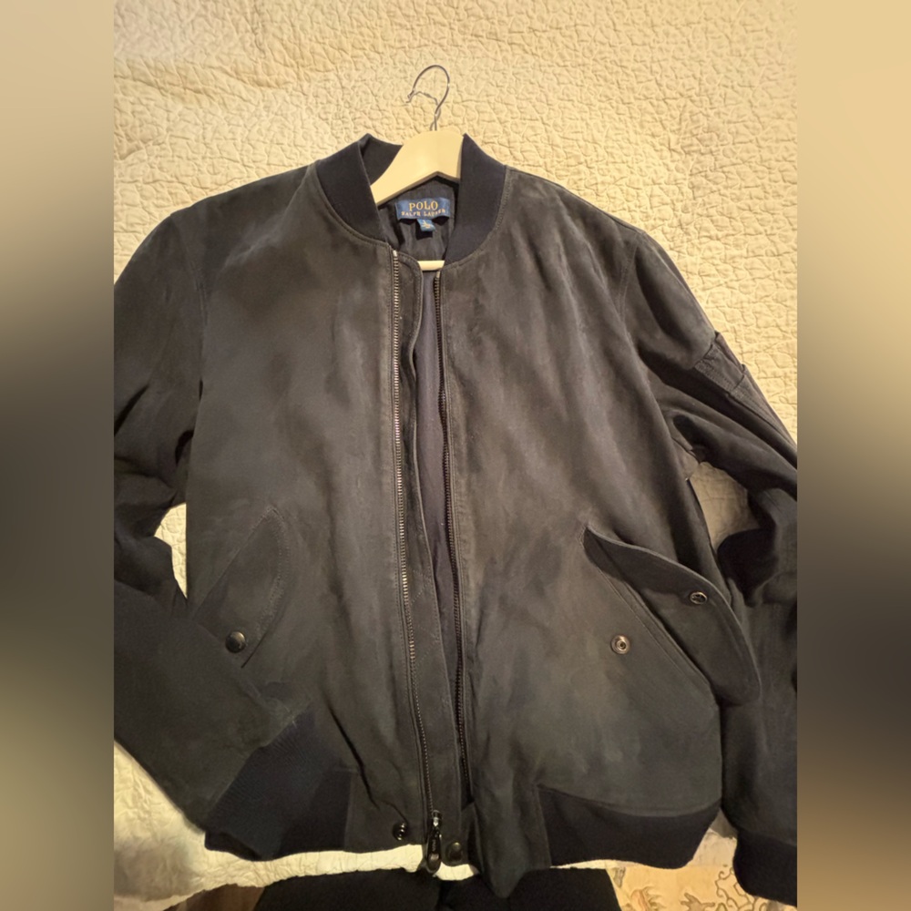 Polo Ralph Lauren Navy Blue Suede Jacket - Picture 3 of 16